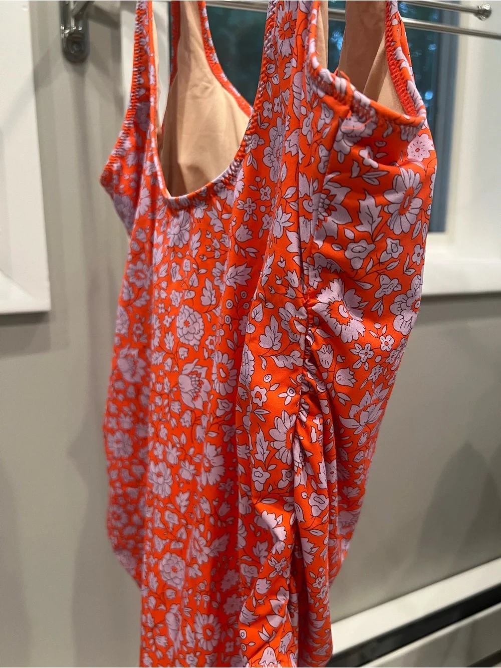 A Pea in the Pod Orange and White Floral One-Piece